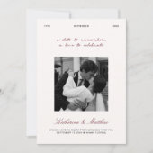 バーガンディー 結婚式 Save the Date 招待状 (正面)