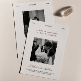 バーガンディー 結婚式 Save the Date 招待状