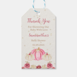 バーガンディ付きピンクカボチャフローラメッセージカード ギフトタグ