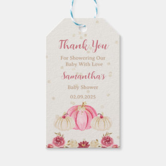 バーガンディ付きピンクカボチャフローラメッセージカード ギフトタグ