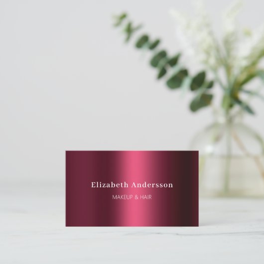 バーガンディ写真のqrコードFacebookアイコン 名刺 (スタンド正面)