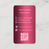 バーガンディ写真アーチQrコードSNS 名刺 (裏面)