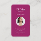 バーガンディ写真ソーシャルQRコード 名刺 (正面)