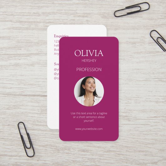 バーガンディ写真ソーシャルQRコード 名刺 (正面/裏面インサイチュ)