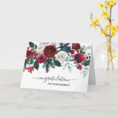 バーガンディ冬の花祝いカード カード (黄色い花)