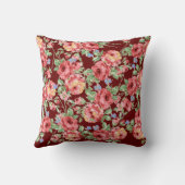 バーガンディ分野の分散させたバラの装飾用クッション クッション (裏面)