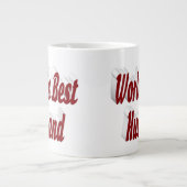 バーガンディ半文字の巨大コーヒーマグを持つ夫 ジャンボコーヒーマグカップ (正面)