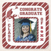 バーガンディ卒業大学院パーティーコースター スクエアペーパーコースター (正面)