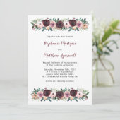 バーガンディ埃っぽいバラウォーター色結婚フローラ 招待状 (スタンド正面)