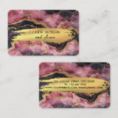 バーガンディ大理石ゴールドフォイルブラシストローク 名刺 (正面/裏面)