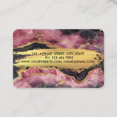 バーガンディ大理石ゴールドフォイルブラシストローク 名刺 (裏面)