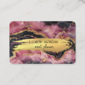 バーガンディ大理石ゴールドフォイルブラシストローク 名刺 (正面)