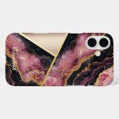 バーガンディ大理石テクスチャ、ジオメトリック Case-Mate iPhoneケース (裏面 (横))