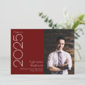 バーガンディ学校のカラー卒業発表 招待状 (スタンド正面)