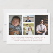 バーガンディ学校のカラー卒業発表 招待状 (裏面)