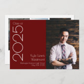 バーガンディ学校のカラー卒業発表 招待状 (正面/裏面)