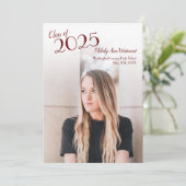 バーガンディ学校のカラー卒業発表 招待状 (スタンド正面)