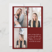 バーガンディ学校のカラー卒業発表 招待状 (裏面)