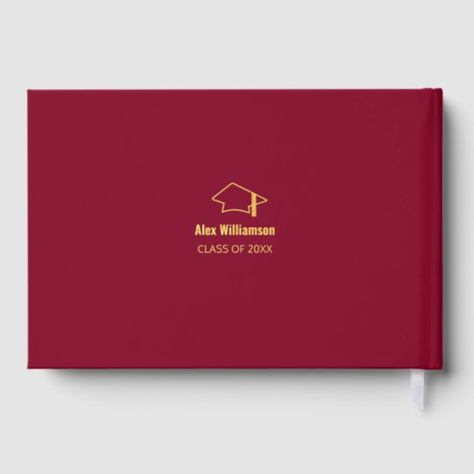 バーガンディ実在金ゴールドホイル卒業ゲストブック ゲストブック (裏面)