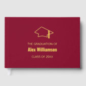 バーガンディ実在金ゴールドホイル卒業ゲストブック ゲストブック (正面)