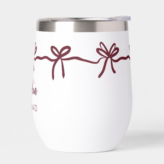 バーガンディ弓の花嫁パーソナライズされたのスクリプト名 (左面)