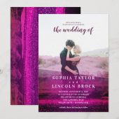 バーガンディ抽象芸術オーバーレイ結婚写真 招待状 (正面/裏面)