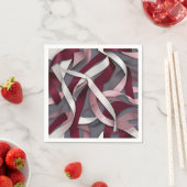 バーガンディ抽象芸術リボン スタンダードカクテルナプキン (インサイチュ)