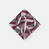 バーガンディ抽象芸術リボン スタンダードカクテルナプキン (角)
