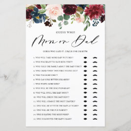 バーガンディ推測誰がママまたはパパ赤ちゃんシャワーゲーム