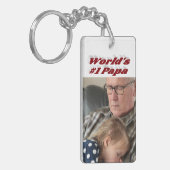 バーガンディ文字のパパ写真 キーホルダー (正面左)