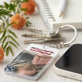 バーガンディ文字のパパ写真 キーホルダー (正面右)