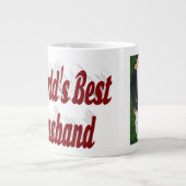 バーガンディ文字Giant Coffee Mugとの夫の写真 ジャンボコーヒーマグカップ (正面)