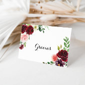 バーガンディ書道結婚のGraciasカード サンキューカード