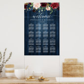 バーガンディ木材の素朴な緑の台本のシーティングチャート ポスター (キッチン)