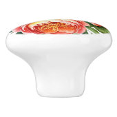 バーガンディ桃の花ピンク牡丹の花の模様 セラミックノブ (側面)