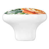 バーガンディ桃の花牡丹の花の模様 セラミックノブ (側面)