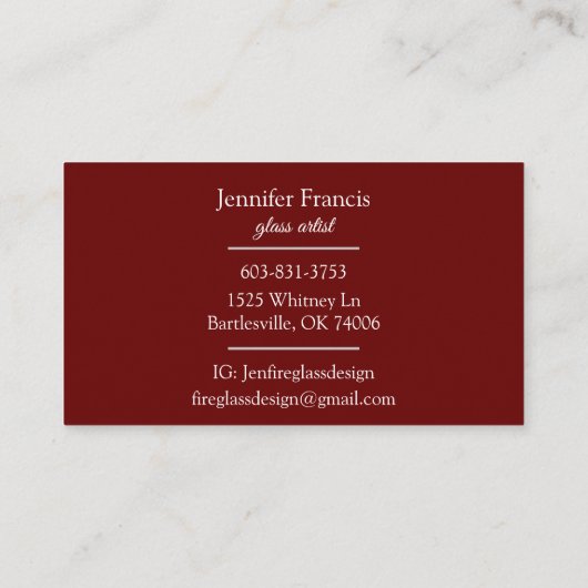 バーガンディ横型名刺 名刺 (裏面)