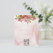 バーガンディ水カラーフランスのフローラア結婚ーク エンクロージャーカード (スタンド正面)