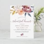 バーガンディ水カラーフローラ | リハーサルディナー 招待状 (スタンド正面)