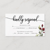 バーガンディ水彩フローラウェディングRSVP 素朴 エンクロージャーカード (正面)