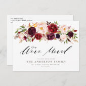 バーガンディ水彩フローラ移動はがき ポストカード (正面/裏面)