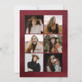 バーガンディ水彩画アーチ7写真卒業 案内状 (裏面)