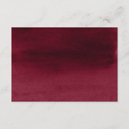 バーガンディ水彩結婚式レセプション エンクロージャーカード (裏面)