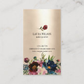 バーガンディ水彩花と美しい目 名刺 (裏面)