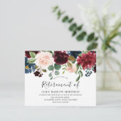 バーガンディ水彩花花退職用パーティー 招待状 (スタンド正面)