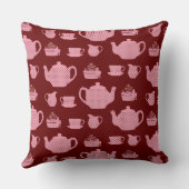 バーガンディ水玉模様をセットしたピンク色の紅茶 クッション (裏面)