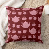 バーガンディ水玉模様をセットしたピンク色の紅茶 クッション (ブランケット)