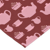 バーガンディ水玉模様をセットしたピンク色の紅茶 ショートテーブルランナー (コーナー)