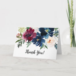 バーガンディ海軍の花ベビーシャワーありがとう サンキューカード