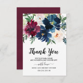 バーガンディ海軍の花ベビーシャワーありがとう サンキューカード (正面/裏面)